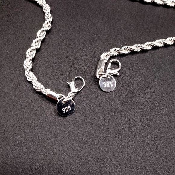 925 Silver Plated Diamond Cut Necklace & Bracelet Set VTG Fashion Birthday Gift - Picture 8 of 9